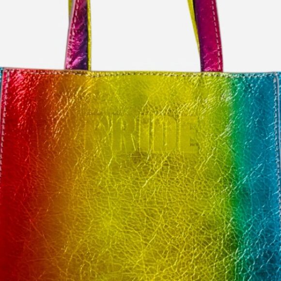 NEW HOBO Rainbow Metallic Leather Pride Tote Bag - Picture 3 of 7